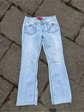 Vintage Y2K GLO Low Rise Flare Jeans Light Wash Sz 9
